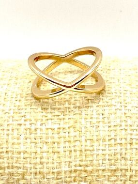 Jasmine Lane Gold Criss Cross Ring Size 7 Geometric Minimalist X Design NWT
